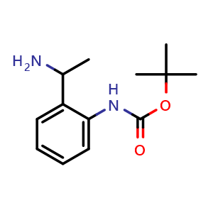 Chemical structure of tert-Butyl 2-(1-aminoethyl)phenylcarbamate , CAS 889949-41-1, AChemBlock U108342