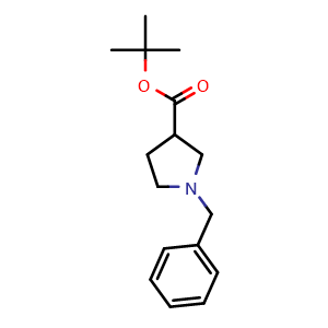 Chemical structure of tert-Butyl 1-benzylpyrrolidine-3-carboxylate , CAS 155110-03-5, AChemBlock U108344