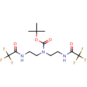 Chemical structure of tert-Butyl bis(2-(2,2,2-trifluoroacetamido)ethyl)carbamate , CAS 556082-00-9, AChemBlock U108345