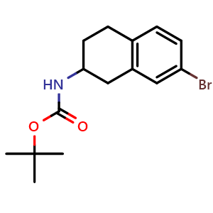 Chemical structure of tert-Butyl 7-bromo-1,2,3,4-tetrahydronaphthalen-2-ylcarbamate , CAS 1364165-70-7, AChemBlock U108346