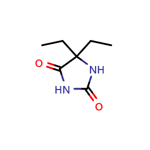 Chemical structure of 5,5-Diethylimidazolidine-2,4-dione , CAS 5455-34-5, AChemBlock U108371