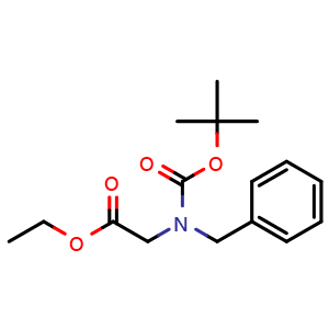 Chemical structure of Ethyl 2-(benzyl(tert-butoxycarbonyl)amino)acetate , CAS 136159-62-1, AChemBlock U108375