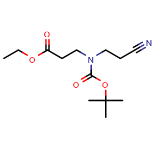 Chemical structure of Ethyl 3-(tert-butoxycarbonyl(2-cyanoethyl)amino)propanoate , CAS 266353-22-4, AChemBlock U108377