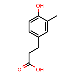 Chemical structure of 3-(4-Hydroxy-3-methyl-phenyl)-propionic acid , CAS 22517-00-6, AChemBlock U108390