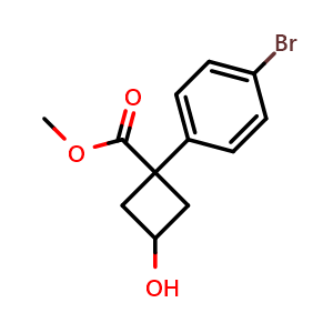 Chemical structure of Methyl 1-(4-bromophenyl)-3-hydroxycyclobutanecarboxylate , CAS 1432059-59-0, AChemBlock U108399