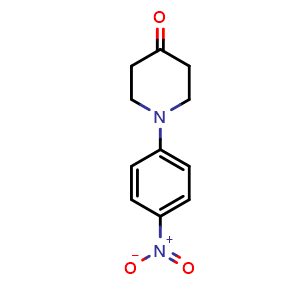 Chemical structure of 1-(4-Nitrophenyl)piperidin-4-one , CAS 23499-01-6, AChemBlock U108413