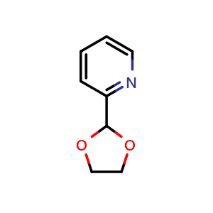 Chemical structure of Pyridine-2-carbaldehyde ethylene acetal , CAS 5693-54-9, AChemBlock U108425