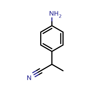 Chemical structure of 2-(4-Aminophenyl)propanenitrile , CAS 28694-90-8, AChemBlock U108436