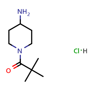 Chemical structure of 1-(4-Aminopiperidin-1-yl)-2,2-dimethylpropan-1-one hydrochloride , CAS 1286264-64-9, AChemBlock U108438