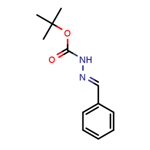 Chemical structure of (E)-tert-Butyl 2-benzylidenehydrazinecarboxylate , CAS 24469-50-9, AChemBlock U108468