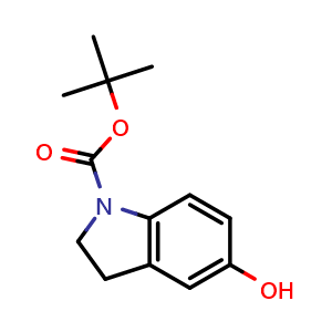 Chemical structure of tert-Butyl 5-hydroxyindoline-1-carboxylate , CAS 170147-76-9, AChemBlock U108476