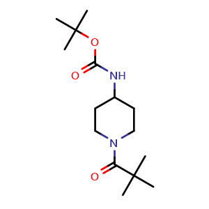 Chemical structure of tert-Butyl 1-pivaloylpiperidin-4-ylcarbamate , CAS 1286274-87-0, AChemBlock U108481