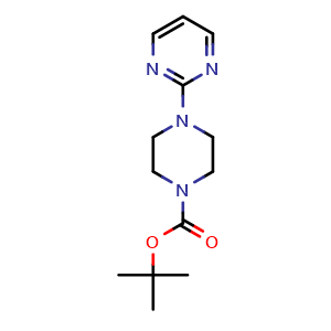 Chemical structure of tert-Butyl 4-(pyrimidin-2-yl)piperazine-1-carboxylate , CAS 780705-64-8, AChemBlock U108482