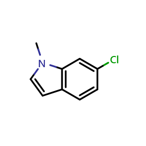 Chemical structure of 6-Chloro-1-methyl-1H-indole , CAS 155868-51-2, AChemBlock U108490