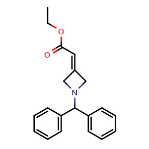 Chemical structure of Ethyl 2-(1-benzhydrylazetidin-3-ylidene)acetate , CAS 158602-32-5, AChemBlock U108506
