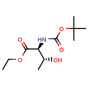 Chemical structure of (2S,3R)-Ethyl 2-(tert-butoxycarbonylamino)-3-hydroxybutanoate , CAS 84500-44-7, AChemBlock U108510