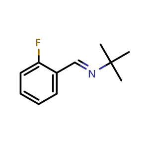 Chemical structure of (E)-N-(2-Fluorobenzylidene)-2-methylpropan-2-amine , CAS 195004-63-8, AChemBlock U108515