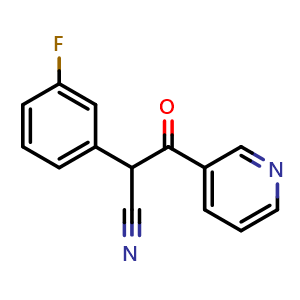 Chemical structure of 2-(3-Fluorophenyl)-3-oxo-3-(pyridin-3-yl)propanenitrile , CAS 1096975-24-4, AChemBlock U108517