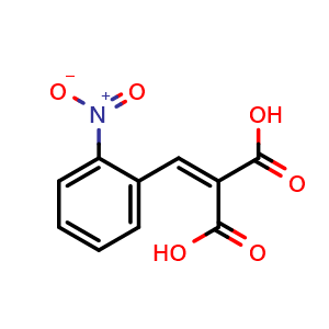 Chemical structure of 2-(2-Nitrobenzylidene)malonic acid , CAS 103582-31-6, AChemBlock U108537