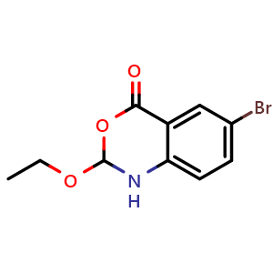 Chemical structure of 6-Bromo-2-ethoxy-1H-benzo[d][1,3]oxazin-4(2H)-one , CAS 2168814-75-1, AChemBlock U108566
