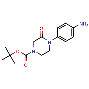 Chemical structure of tert-Butyl 4-(4-aminophenyl)-3-oxopiperazine-1-carboxylate , CAS 444002-56-6, AChemBlock U108576