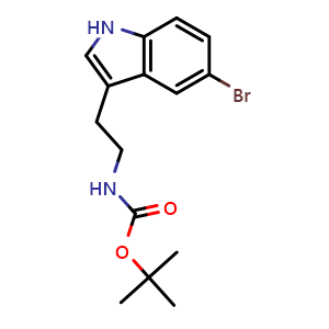 Chemical structure of tert-Butyl 2-(5-bromo-1H-indol-3- yl)ethylcarbamate , CAS 174021-63-7, AChemBlock U108581