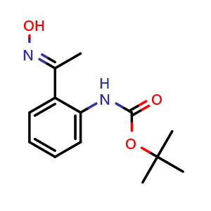 Chemical structure of tert-Butyl 2-(1-(hydroxyimino)ethyl) phenylcarbamate , CAS 2375465-99-7, AChemBlock U108590