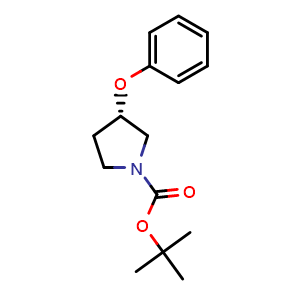 Chemical structure of (S)-tert-Butyl 3-phenoxypyrrolidine-1-carboxylate , CAS 931409-70-0, AChemBlock U108594