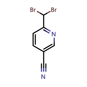 Chemical structure of 6-(Dibromomethyl)nicotinonitrile , CAS 1189128-09-3, AChemBlock U108600