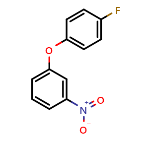Chemical structure of 1-(4-Fluorophenoxy)-3-nitrobenzene , CAS 263349-49-1, AChemBlock U108626
