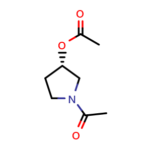 Chemical structure of (S)-1-Acetylpyrrolidin-3-yl acetate , CAS 1415394-57-8, AChemBlock U108660