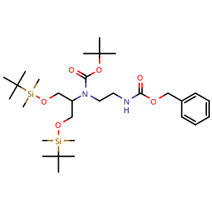 Chemical structure of tert-Butyl (2-(((benzyloxy)carbonyl)amino)ethyl)(2,2,3,3,9,9,10,10-octamethyl-4,8-dioxa-3,9-disilaundecan-6-yl)carbamate , CAS 2102412-60-0, AChemBlock U108677