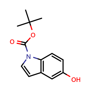 Chemical structure of tert-Butyl 5-hydroxy-1H-indole-1-carboxylate , CAS 434958-85-7, AChemBlock U108688
