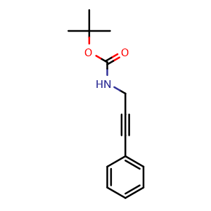 Chemical structure of tert-Butyl 3-phenylprop-2-ynylcarbamate , CAS 512785-77-2, AChemBlock U108694