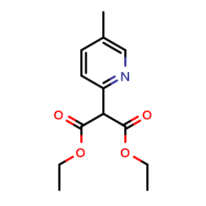 Chemical structure of Diethyl 2-(5-methylpyridin-2-yl)malonate , CAS 896107-31-6, AChemBlock U108707