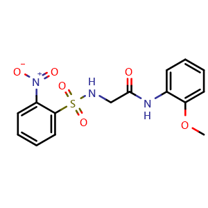 Chemical structure of N-(2-Methoxyphenyl)-2-(2-nitrophenylsulfonamido)acetamide , CAS 871014-06-1, AChemBlock U108738