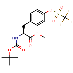 Chemical structure of (S)-Methyl 2-(tert-butoxycarbonylamino)-3-(4-(trifluoromethylsulfonyloxy) phenyl)propanoate , CAS 112766-18-4, AChemBlock U108744