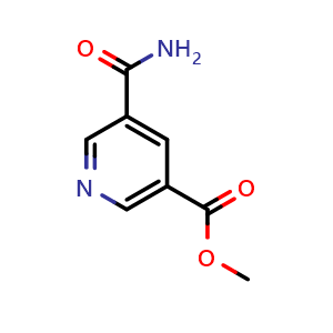 Chemical structure of Methyl 5-carbamoylnicotinate , CAS 1864066-73-8, AChemBlock U108746