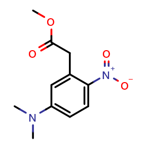 Chemical structure of METHYL 2-(5-(DIMETHYLAMINO)-2-NITROPHENYL)ACETATE , CAS 2102408-97-7, AChemBlock U108749