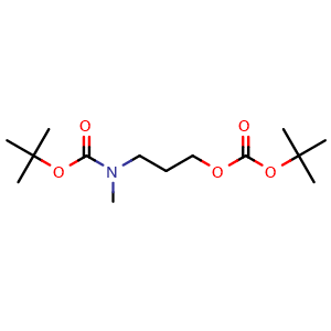 Chemical structure of tert-Butyl 3-(tert-butoxycarbonyloxy) propyl(methyl)carbamate , CAS 2384576-73-0, AChemBlock U108777