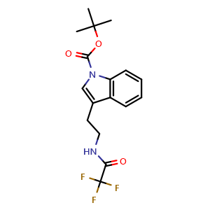 Chemical structure of tert-Butyl 3-(2-(2,2,2-trifluoroacetamido)ethyl) -1H-indole-1-carboxylate , CAS 221357-19-3, AChemBlock U108785