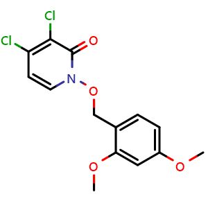 Chemical structure of 3,4-Dichloro-1-(2,4-dimethoxybenzyloxy)pyridin-2(1H)-one , CAS 2665661-02-7, AChemBlock U108793