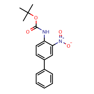 Chemical structure of tert-Butyl 3-nitrobiphenyl-4-ylcarbamate , CAS 335254-77-8, AChemBlock U108839