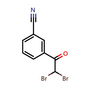 Chemical structure of 3-(2,2-Dibromoacetyl)benzonitrile , CAS 212374-08-8, AChemBlock U108847