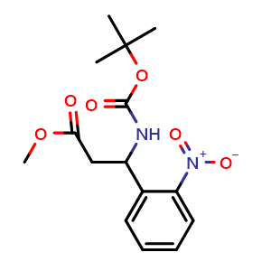 Chemical structure of Methyl 3-(tert-butoxycarbonylamino)-3-(2-nitrophenyl)propanoate , CAS 2385962-07-0, AChemBlock U108868
