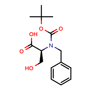 Chemical structure of (S)-2-(Benzyl(tert-butoxycarbonyl)amino)-3-hydroxypropanoic acid , CAS 2708344-11-8, AChemBlock U108889