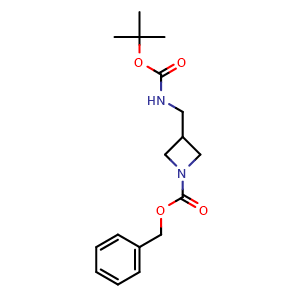 Chemical structure of Benzyl 3-((tert-butoxycarbonylamino)methyl) azetidine-1-carboxylate , CAS 1936006-47-1, AChemBlock U108890