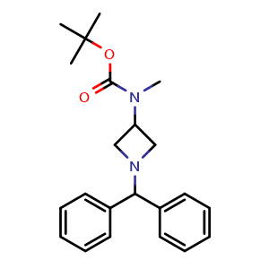 Chemical structure of tert-Butyl 1-benzhydrylazetidin-3-yl(methyl)carbamate , CAS 854038-91-8, AChemBlock U108909