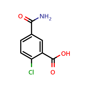 Chemical structure of 5-Carbamoyl-2-chlorobenzoic acid , CAS 41683-96-9, AChemBlock U108934