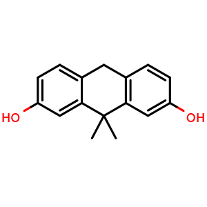 Chemical structure of 9,9-Dimethyl-9,10-dihydroanthracene-2,7-diol , CAS 1431377-51-3, AChemBlock U108953
